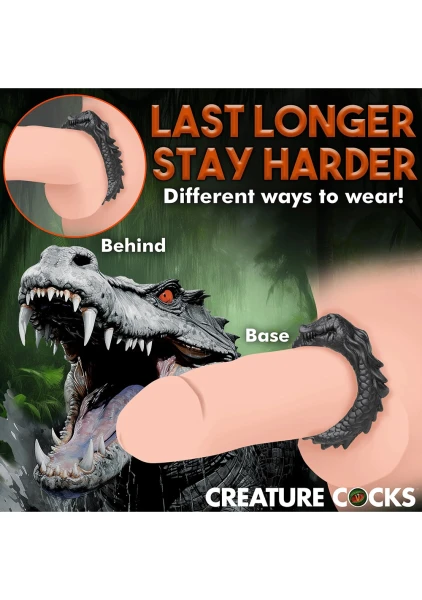 Black Caiman Silicone Cock Ring By Creature Cocks