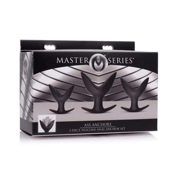 Ass Anchors 3 Piece Silicone Anal Anchor Set Black