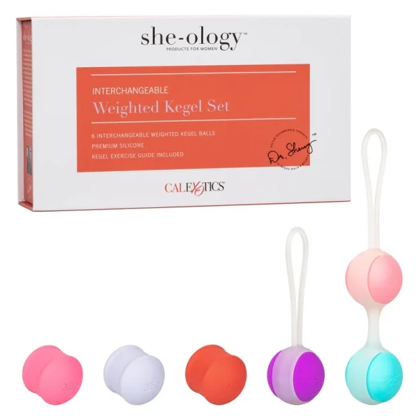 She-ology Interchangeable Weighted Silicone Kegel Set by CalExotics