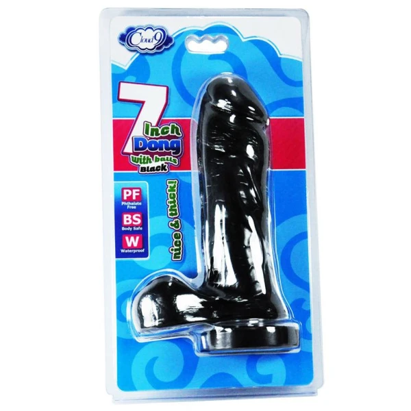 Cloud 9 - Delightful Dong-7 inch Thick with Balls-Black