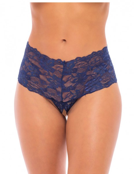 Oh La La Cheri Lace Crotchless Boyshort With Elastic Detail