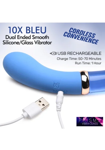 Prisms Bleu Dual Ended Silicone and Glass G-Vibe