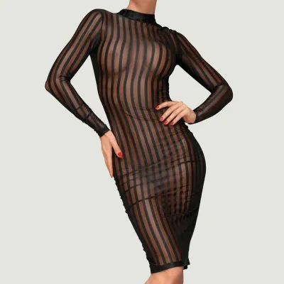 Noir Classic Tuelle Stripe Dress