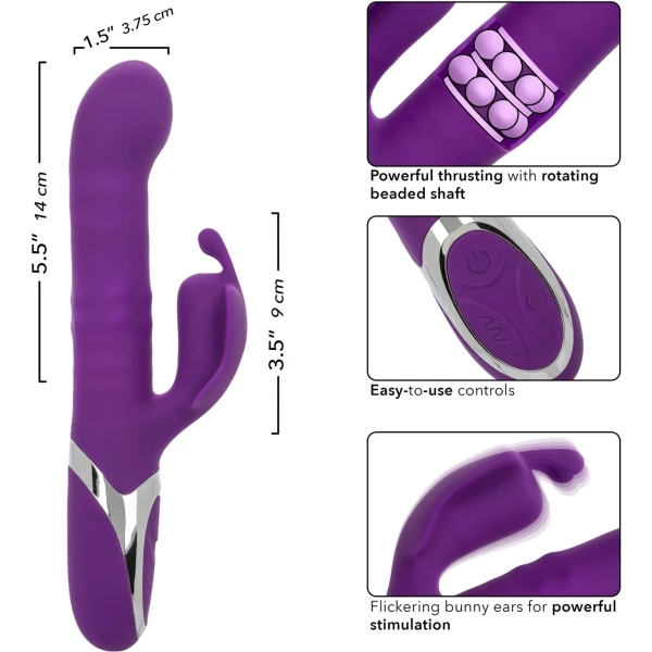 Enchanted Flutter Rechargeable Dual Stimulation Silicone Vibrator With Thrusting Tip & Rotating Beads By CalExotics