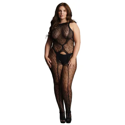 Le Desir Black Crotchless Leopard Bodystocking