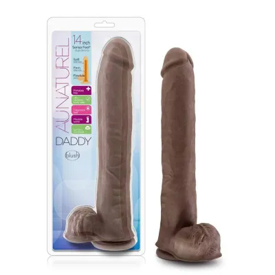 Au Naturel Daddy 14 Inch Sensa Feel Dual Density Dildo Chocolate