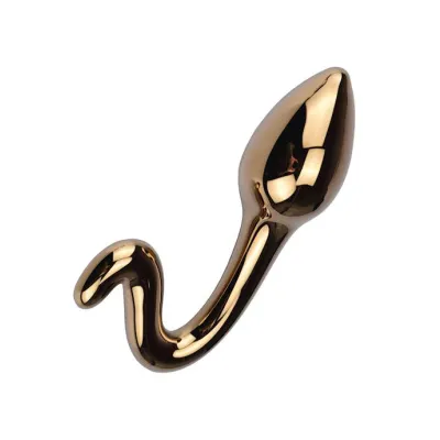 Gold Glass Curve Butt Plug Gold 4 3 Inch