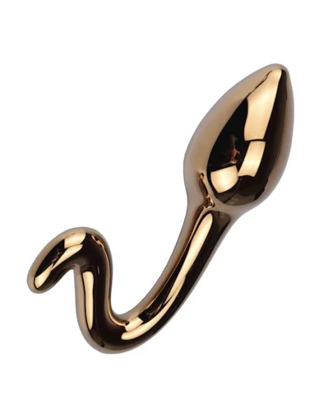 Gold Glass Curve Butt Plug - Gold - 4.3 Inch
