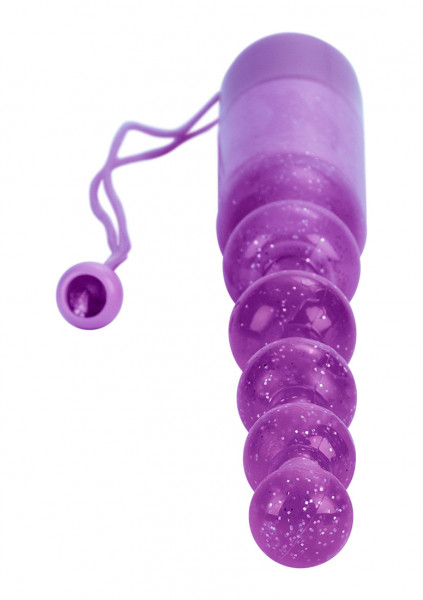 Waterproof Vibrating Pleasure Beads™ - Purple - Cat Tail Butt Plug