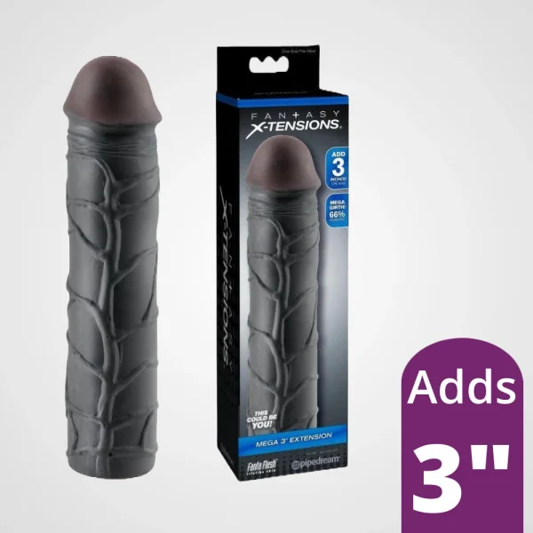Fantasy X-Tension Mega 3-Inch Penis Extension Sleeve - Black