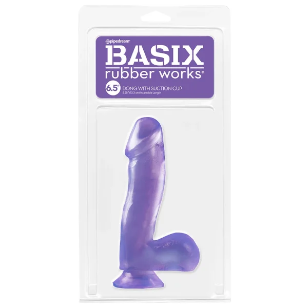 Basix Rubber Works - 6.5 Inch Dong With Suction Cup - Purple