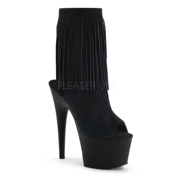 7 inches Heel, 2 3/4 inches PF Open Toe/Back Ankle Boot
