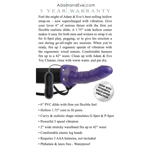 Adam & Eve Universal Vibrating Hollow Strap-On
