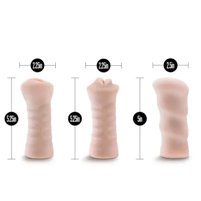M for Men 3 Pack Self Lubricating Vibrating Stroker Sleeve Kit Vanilla