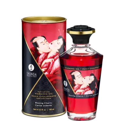 Shunga Warming Massage Oil Blazing Cherry 3 5 fluid ounces