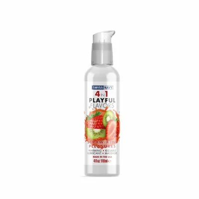Swiss Navy 4 in 1 Playful Flavors Strawberry Kiwi Pleasures 4 Fl Oz