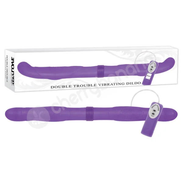 Double Trouble Purple Vibrating Dildo