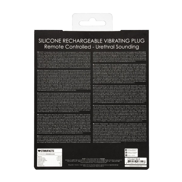 Shots Ouch Urethral Sounding Silicone Rechargeable & Remote Controlled Vibrating Plug