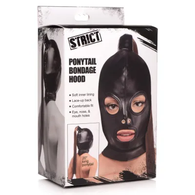 Ponytail Bondage Hood Black