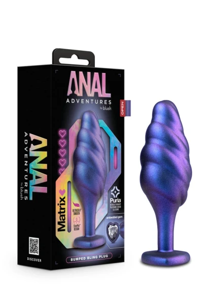 Anal Adventures Matrix Bumped Bling Silicone Butt Plug By Blush - Sapphire
