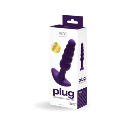Butt Plugs Vedo Plug Rechargeable Silicone Vibrating Anal Plug Purple