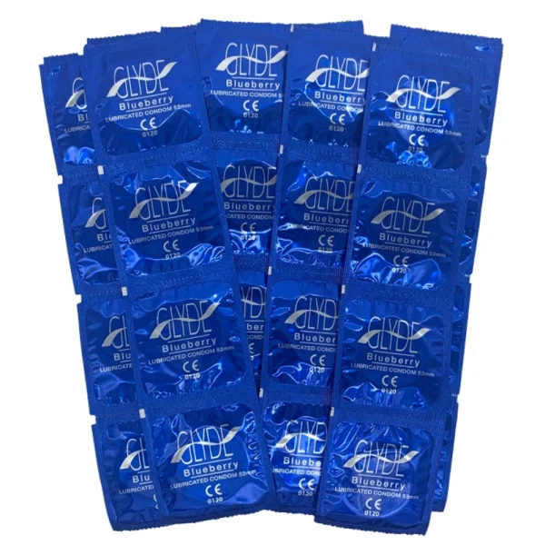 Glyde Organic Blueberry Flavored Vegan Condoms | 12-Pack