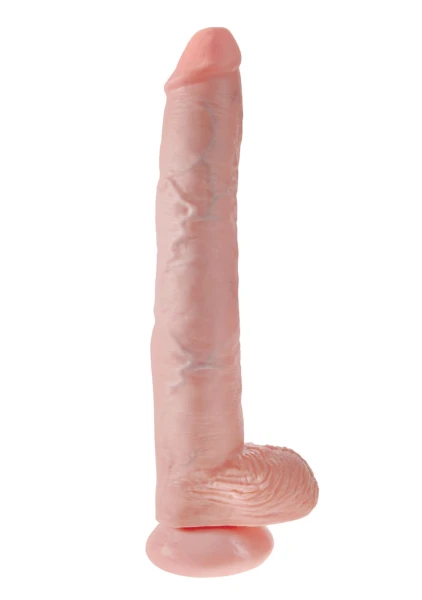 King Cock 14" Suction Cup Dildo With Balls - Caramel