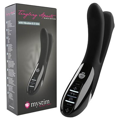 Mystim Tingling Aparte All Black 25 cm USB Rechargeable E Stim Vibrator