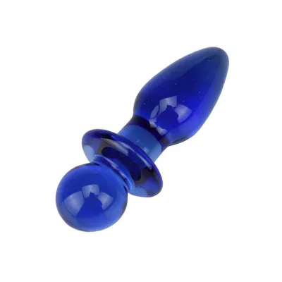 Lucent Azure Bulbed Glass Butt Plug 4 5 Inch Blue 4 5 Inch