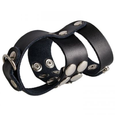 Bondara Faux Leather Cock Strap with Ball Splitter