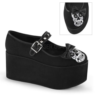 3 1 4 inches PF Mary Jane w Skull Felt Studs Piping Detail