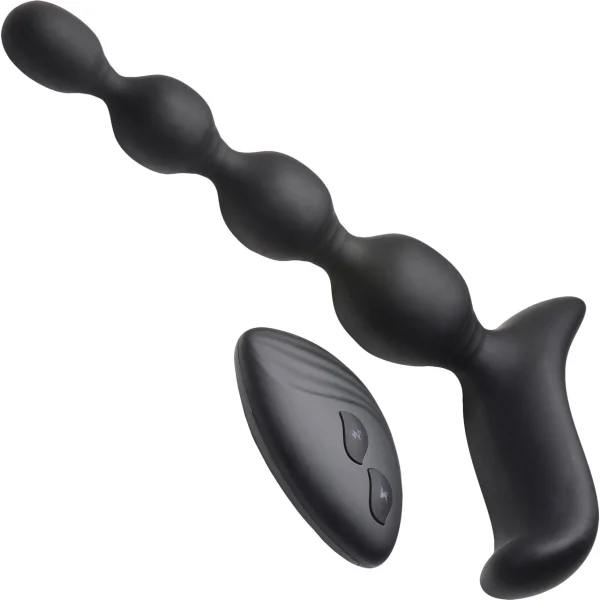 Zeus Electrosex Shock Beads 80X Vibrating & E-Stim Rechargeable Silicone Anal Beads With Remote