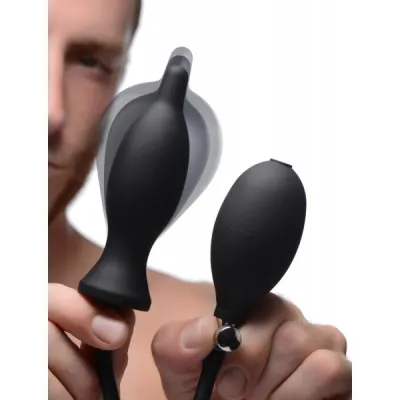 Dark Inflator Silicone Inflatable Anal Plug Black