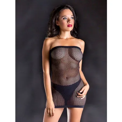 Tube Dress With Sexy All Over Mesh Black Os