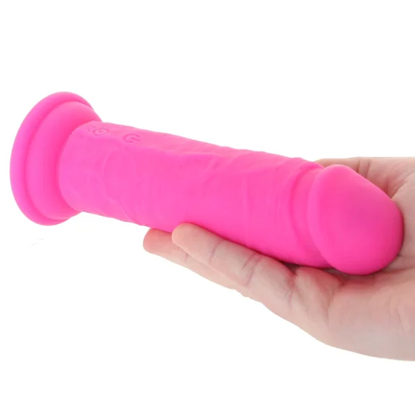 Strap U Power Player 28X Vibrating Rechargeable 6.5" Silicone Dildo With Remote - Pink