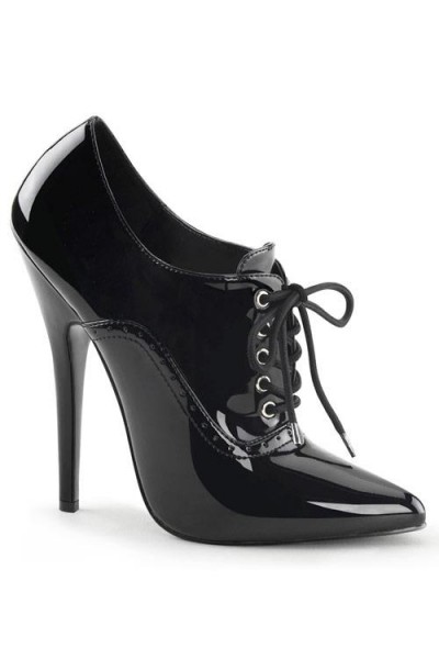 Devious Domina 6" Black Oxford Lace-Up Pump