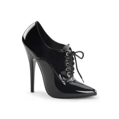 Devious Domina 6 Black Oxford Lace Up Pump