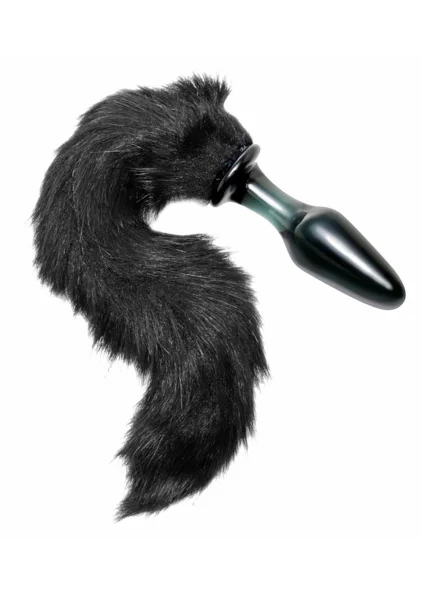 Tailz Midnight Fox Black Glass Anal Plug With Faux Fox Tail