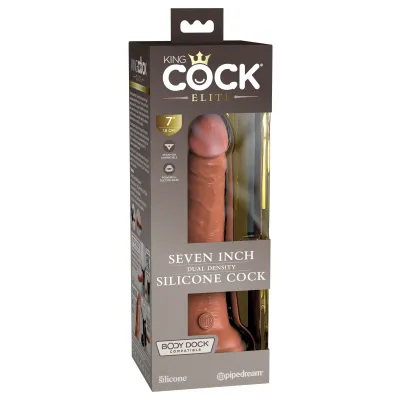 King Cock Elite 7 Inch Dual Density Silicone Cock Tan