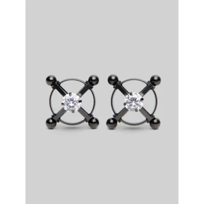 Black 4 Point Diamonte Adjustable Stainless Steel Nipple Clamps