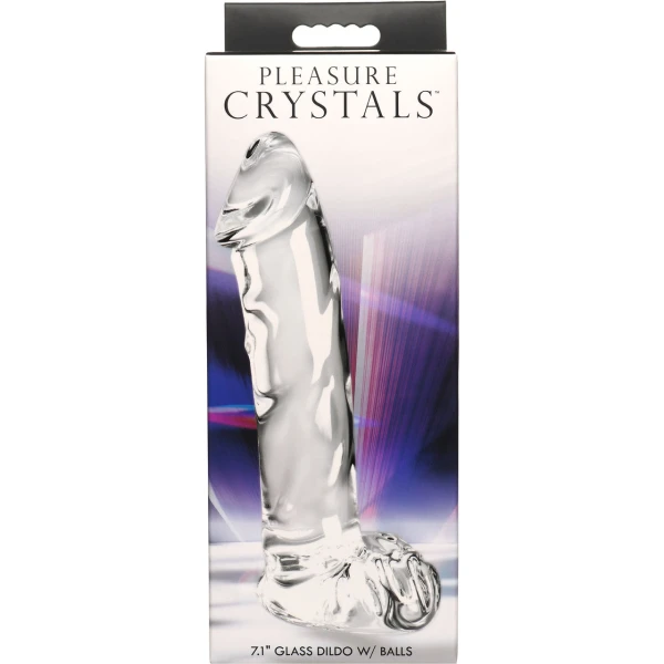Pleasure Crystals 7.1" Glass Dildo With Balls — image 8 of 8