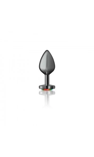 Cheeky Charms Gunmetal Grey Butt Plug with Rainbow Heart Gem — image 5 of 8