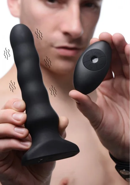 Rippled Swirling Anal Plug With Wireless Remote