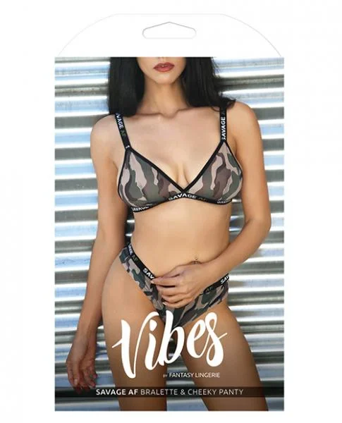 Vibes Savage Bralette & Cheeky Panty Camouflage Qn