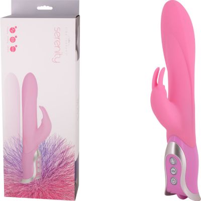 Serenity Fluted Head and Extended Clitoral Stimulator Rabbit Vibrator Pink