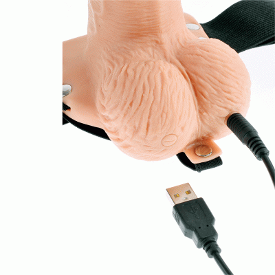 6 Rechargeable Vibrating Hollow Strap On Penis Extension by Fetish Fantasy