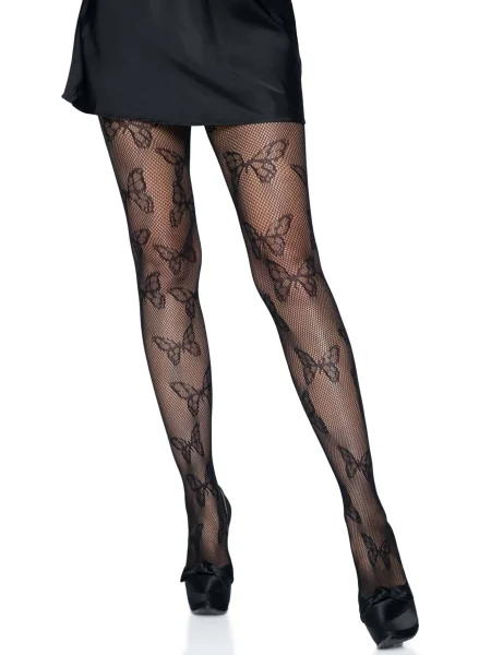 Butterfly Net Tights - One Size - Black