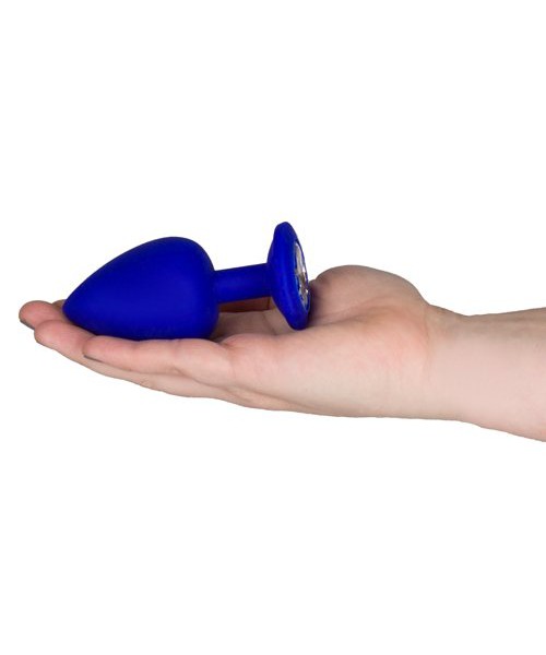 Bejewelled Blue Silicone Jewelled Butt Plug – 2.5, 3 or 3.5 Inch — image 6 of 6