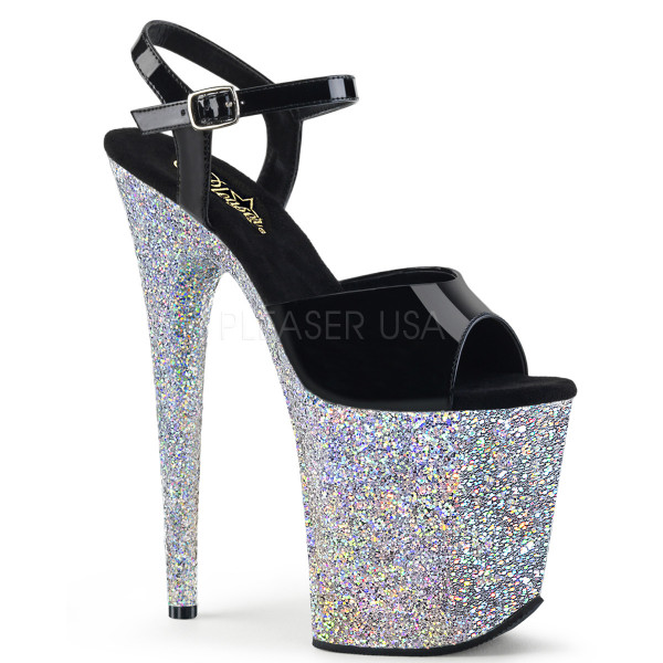 8 inches Heel, 4 inches PF Ankle Strap Sandal w/ Glitter Bottom — image 5 of 24