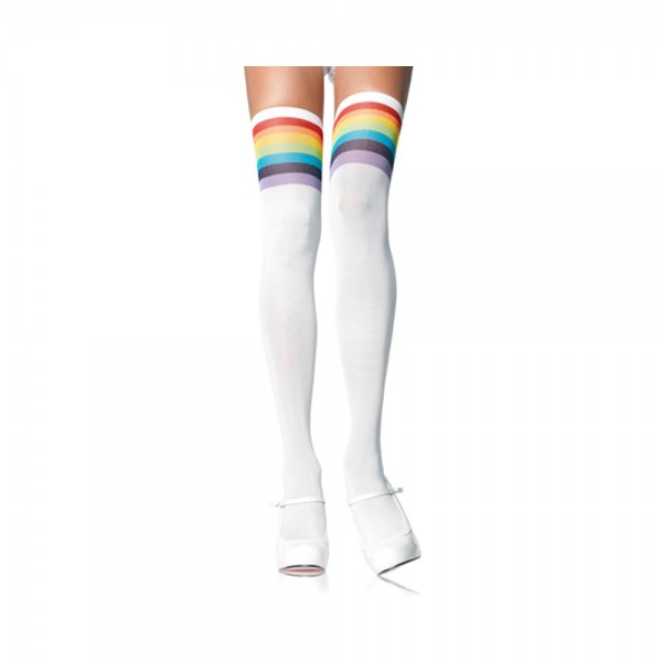 Over The Rainbow Opaque Thigh Highs O/S Multicolor